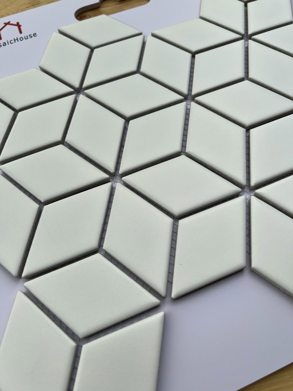 Gạch lục giác trang trí cắt cạnh, trắng
