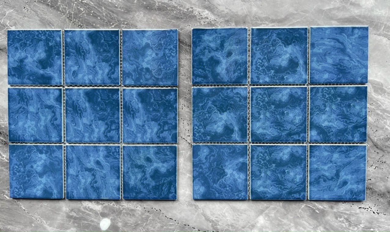 Gạch mosaic gốm vân mây xanh