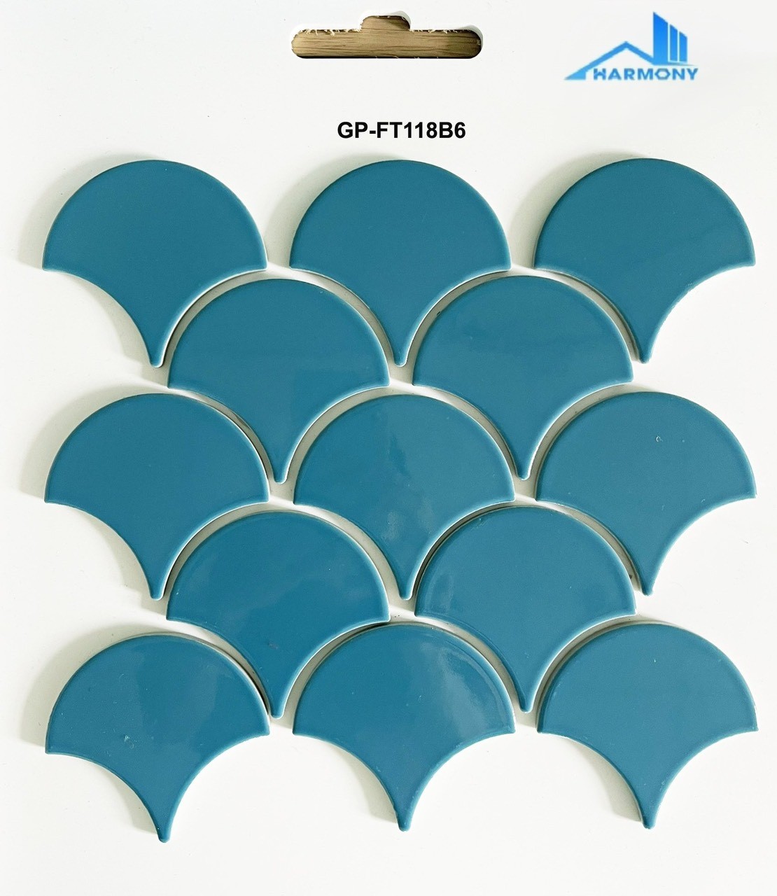 Gạch vảy cá men trơn màu xanh lam GP-FT118B6
