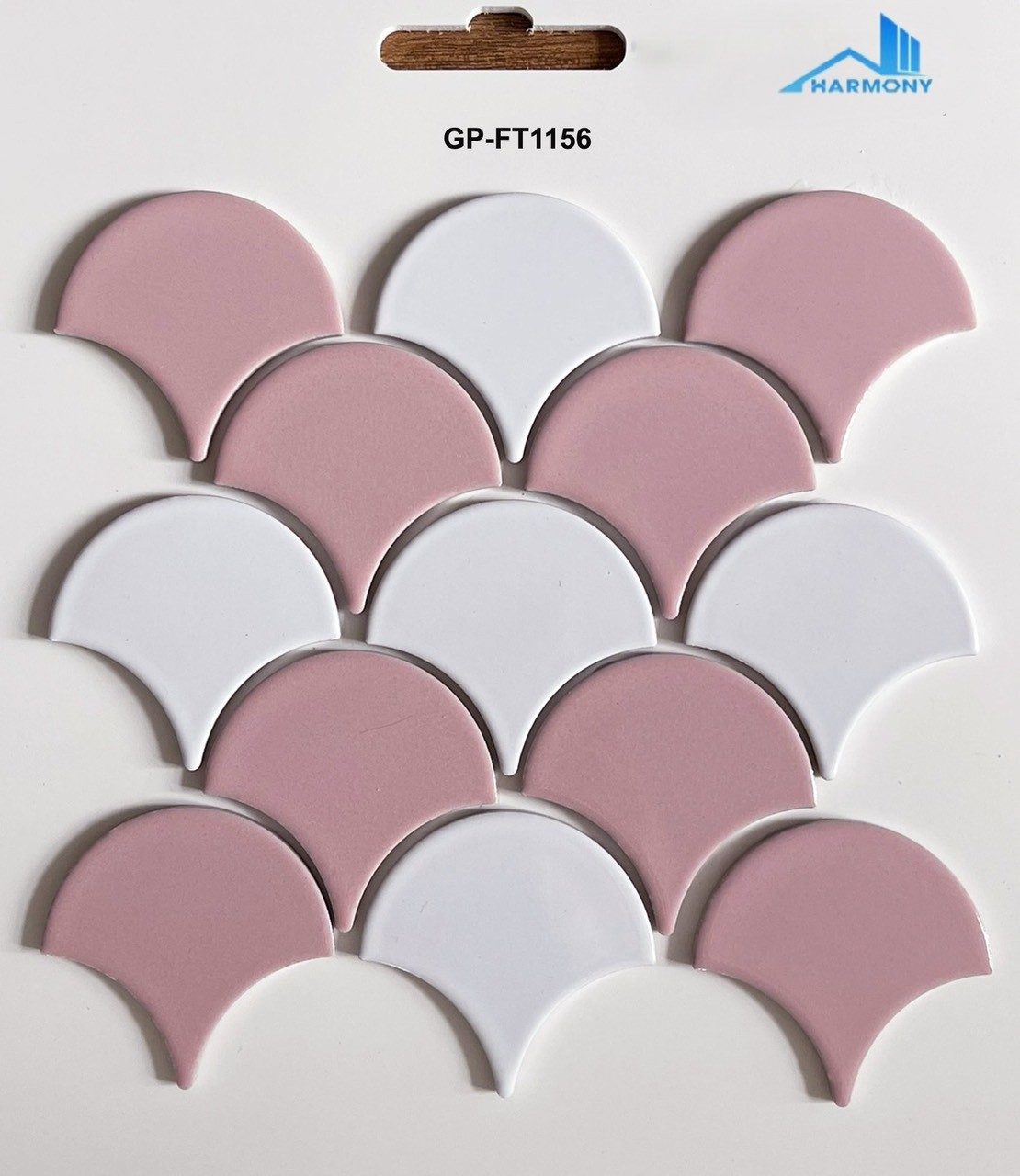 Gạch vảy cá men trơn phối màu trắng - hôngFT1156