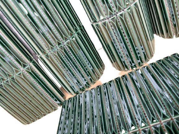 Gạch mosaic que đũa kẻ sóng xanh