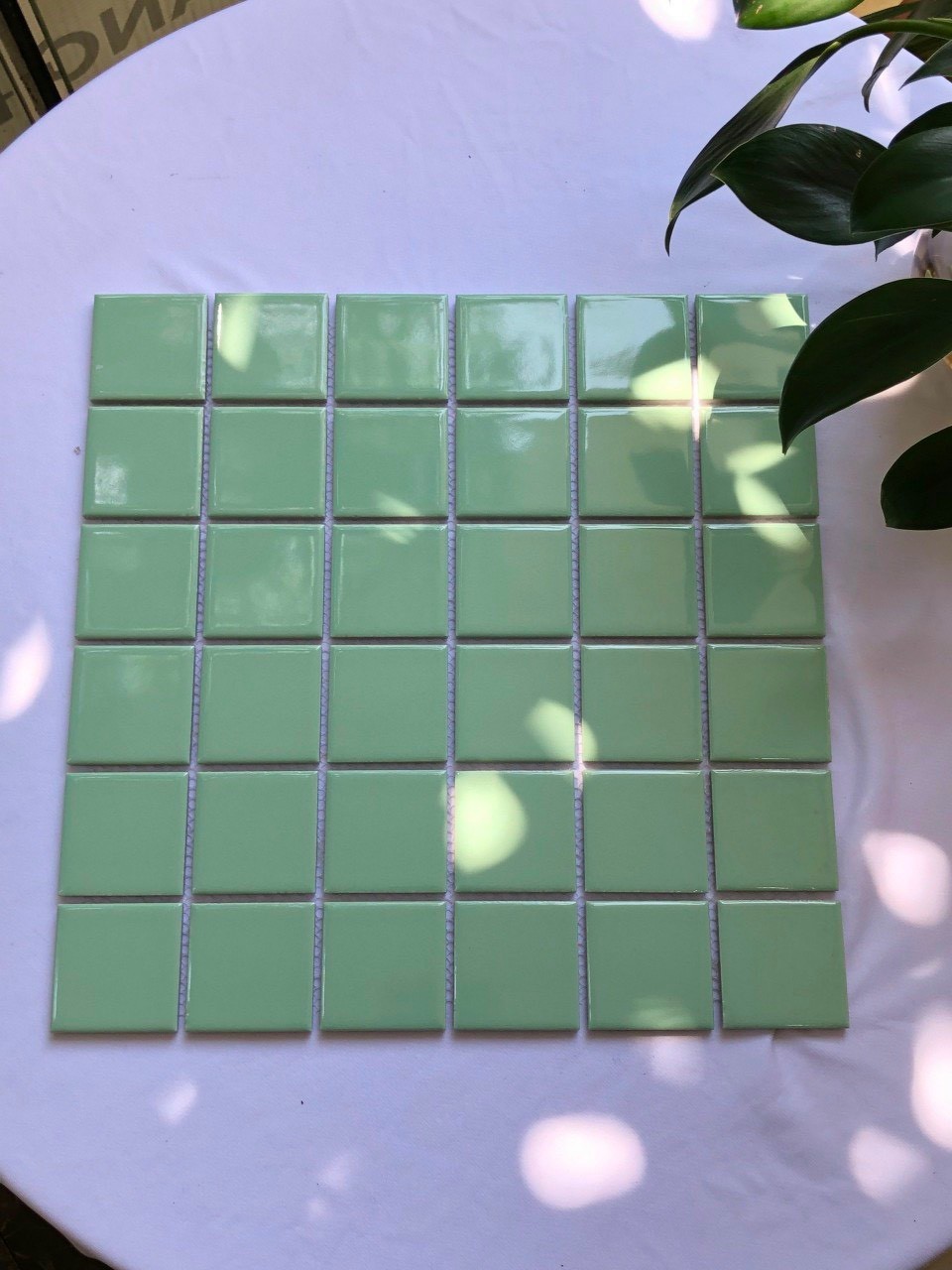 Gạch mosaic gốm men trơn màu xanh ngọc