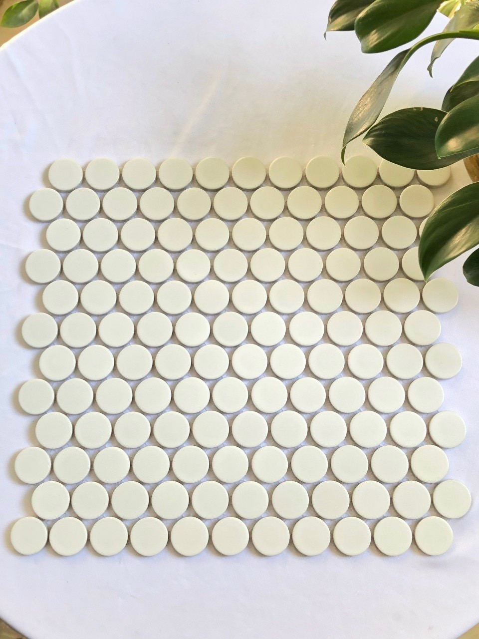 Gạch mosaic bi trắng