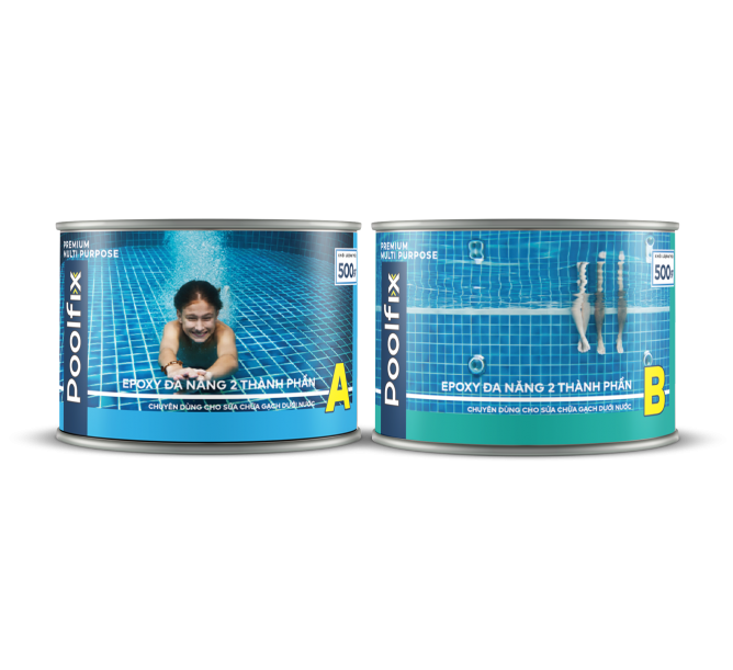 Keo epoxy 2 thành phần APOXY POOLFIX bộ 1kg