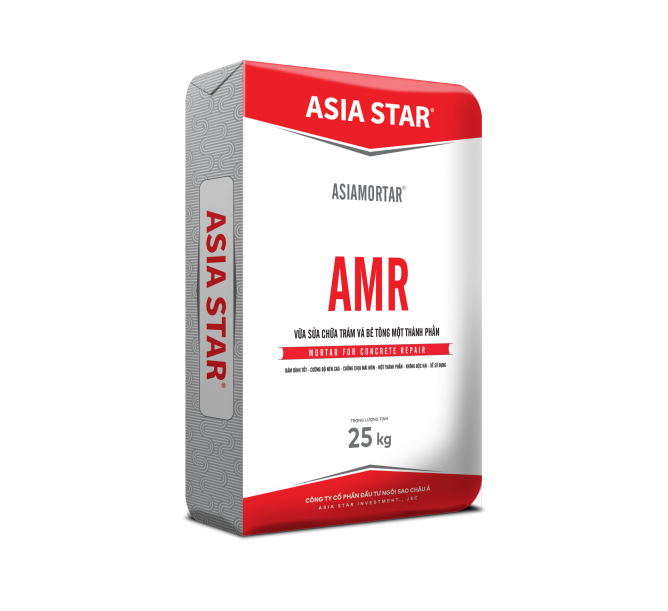 Asiamortar AMR vữa sửa chữa, trám vá bê tông mác cao bao 25kg